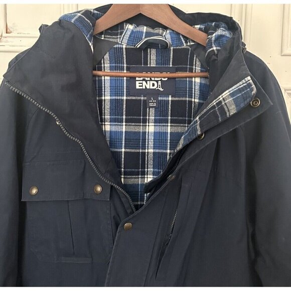 Lands' End Other - Lands’ End Mens Large (42-44) Bayfield Cotton Parka Barn Jacket Navy Blue 486014